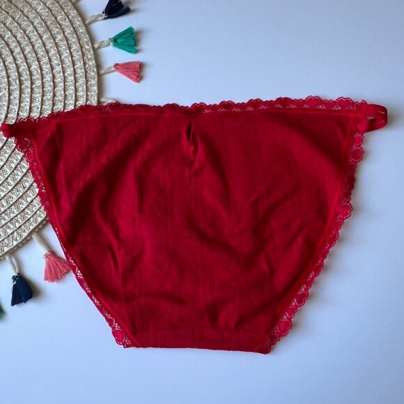 Victoria's Secret Stretch Cotton String Bikini Panty Red Large NEW - Picture 3 of 3